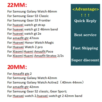 20/22mm skatīties siksnu Samsung Galaxy skatīties 3/Active2 band amazit gts2/pace, nerūsējošā tērauda aproci, Huawei GT 2/2e/pro 46/42mm