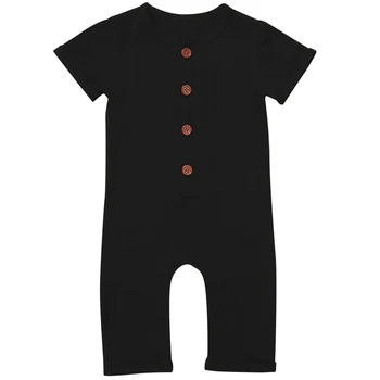 Zīdaiņu Jaundzimušais Zēns, Meitene Drēbes Kokvilnas Apģērbs Romper Cute Black Vienu Krūtīm Jumpsuit