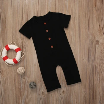 Zīdaiņu Jaundzimušais Zēns, Meitene Drēbes Kokvilnas Apģērbs Romper Cute Black Vienu Krūtīm Jumpsuit