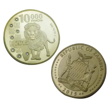 . Gada Āfrikas Lauvas Encrusted Ar Zelta Piemiņas Monētu Laimīgs, Antikvariāts, Kuri Vēlas Monētas Laimīgo Dāvanu Metāla Emblēma Piemiņas Medaļu Colle Kam