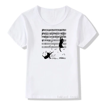 Gudrs Melnais kaķis, ar mūziku, norāda, drukāt smieklīgi bērniem, t krekli vasaras balts tops zēniem meitenes kaķēni print t-krekls unisex t