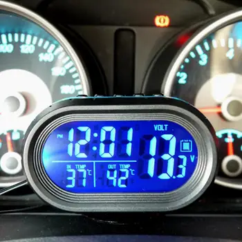 Karstā Pārdošanas Automašīnas Sprieguma Digitālo Monitoru Mērītāji Akumulatoru Modinātājs LCD Temperatūra Thermeter Auto Rezerves Daļas