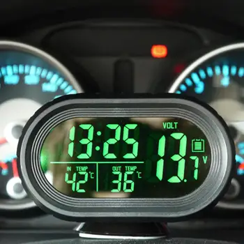 Karstā Pārdošanas Automašīnas Sprieguma Digitālo Monitoru Mērītāji Akumulatoru Modinātājs LCD Temperatūra Thermeter Auto Rezerves Daļas