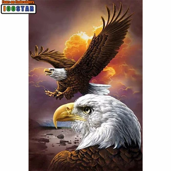 Dimanta Krāsošana Dzīvniekiem, Putniem Eagles Cross Stitch Kvadrātveida/Apaļā Rhinestone Bildes Dimanta Kristāli Izšuvumi pilnu rīkiem