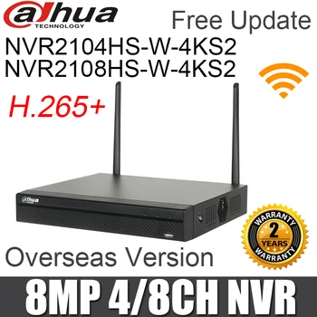 Dahua 4ch 8ch wifi vrr NVR2104HS-W-4KS2 NVR2108HS-W-4KS2 atbalsta H. 265+ 8MP aizstāt NVR2104HS-W-S2 bezvadu tīkla ieraksti