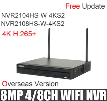 Dahua 4ch 8ch wifi vrr NVR2104HS-W-4KS2 NVR2108HS-W-4KS2 atbalsta H. 265+ 8MP aizstāt NVR2104HS-W-S2 bezvadu tīkla ieraksti