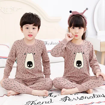 2020 Bērniem, Pidžamas Apģērbi Set Boys Girls Karikatūra Panda Sleepwear Uzvalks garām piedurknēm Pidžamas Bērniem Rudens Bērnu Drēbes Pijamas