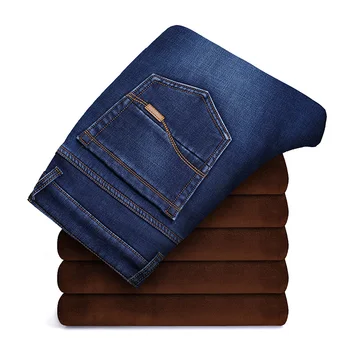 BAO SHAN classic kabatas ādas augstas kvalitātes flaneļa vilnas, bieza, silta vīriešu straight-fit džinsi ziemas zīmolu apģērbu jauniešu džinsi