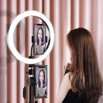 MAMNE 10 collu Gredzenu Gaismas LED Aptumšojami Video studio Selfie Fotogrāfija Apgaismojumu Uz Youtube Tiešraidi iPad Ar Statīvu