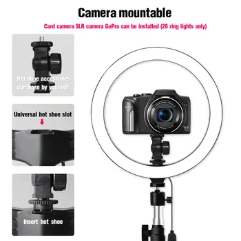 MAMNE 10 collu Gredzenu Gaismas LED Aptumšojami Video studio Selfie Fotogrāfija Apgaismojumu Uz Youtube Tiešraidi iPad Ar Statīvu