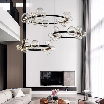 Mūsdienu Skaidrs, Stikla Burbulis Restorāns LED Pendant Gaismas Dzīvojamā istaba Guļamistaba Hanglamp Vadu Regulēšana Art Deco Loft Apaļas Metāla