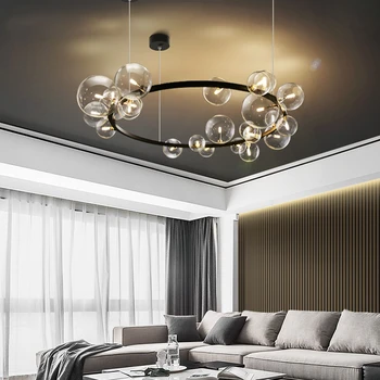Mūsdienu Skaidrs, Stikla Burbulis Restorāns LED Pendant Gaismas Dzīvojamā istaba Guļamistaba Hanglamp Vadu Regulēšana Art Deco Loft Apaļas Metāla