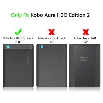 Gadījumā, KOBO aura H2O edition 2 2017 6.8 collu Magnētisko Vāciņu Ultra Slim ereader Gadījumos PU Ādas Ebook reader Būtiska+Dāvana