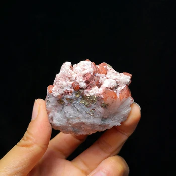 Dabas Sarkana Kvarca Pyrite Dolomīta Minerālu kristāli paraugi veidlapu, JIANGXI PROVINCE, ĶĪNA A2-3
