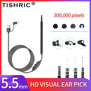 TISHRIC Ausu Tīrīšana 5.5 mm USB Endoskopu, Fotokameru, Mobilo Videoscope Trīs-in-one Interfeiss Endoskopu Android Tips-c PC