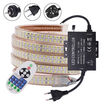 5730 LED Strip Gaismas Intensitāti Tālvadības 220V 240led/m Super Spilgti LED Lentes Virves Gaismas ar 1500W Kontrolieris Ūdensizturīgs