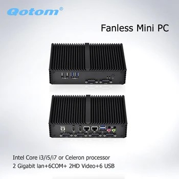 QOTOM Mini PC celeron Core i5 Mini Datoru Micro Dators opnsense Atšķetināt Fanless Mini PC Servera Plānais Klients