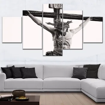 Kristiešu Jēzus Krusta Krāsošana 4 Gabals Moduļu Stila Reliģisko Attēlu Audekls Drukāt Veida Mūsdienu Mājas Dekoru, Sienas Mākslas Darbu Plakāts