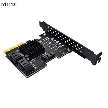 JMS585 čipu 5 portu SATA 3.0 PCIe paplašināšanas Karti 4X Gen 3 PCI express SATA Adapteris SATA 3 Pārveidotājs ar Heatsink par JAUNU HDD