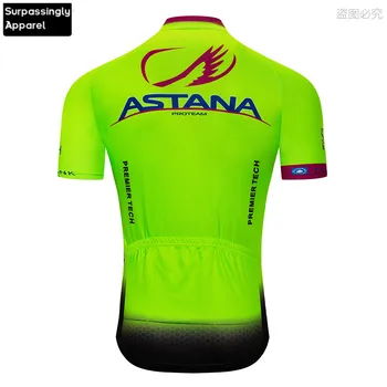 2019 Fluo Zaļā Astana velobrauciens Team PRO Vīriešu Vasaras MTB Ropa Ciclismo Maillot Riteņbraukšana Jersey Velosipēds ar Īsām Piedurknēm Krekls