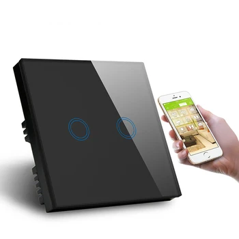 ASEER,AK Smart Wifi Sienas Gaismas Slēdzis 2Gang Touch/WiFi/APP Tālvadības pults Smart Home Sienas Touch Switch darbu ar Alexa,Google
