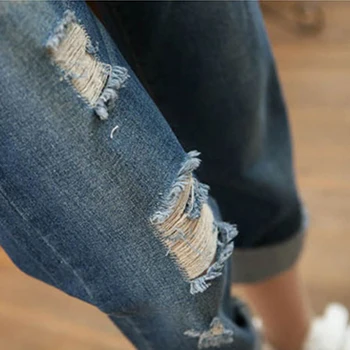 DICLOUD Modes zaudēt plus lieluma džinsi sievietēm Caurumu Holon Džinsa Bikses Dāmas Gofrētu liela izmēra 5XL draugs džinsi sievietēm