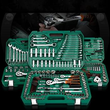 Jaunu Vispārējās Mājsaimniecības Auto AUTO Remonta Rīku Komplekts ar Plastmasas Instrumentu kasti Uzglabāšanas Gadījumā Ligzda Sprūdrata Uzgriežņu atslēgu, Skrūvgriezi Rokā Instrumentu Komplekts
