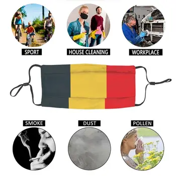 Beļģijas Karogu, Beļģija Neatkarības Diena Dāvanu Regulējams Sejas Maska Unisex Pieaugušo Anti Dūmaka Nepievelk Putekļus Aizsardzības Vāciņu Muti-Purns