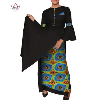 Āfrikas Attire Sieviešu Āfrikā Apģērbu Bazin Riche Getzner Ir 2021. Jaunu Sieviešu Pilnu Piedurknēm Sieviešu Plus Lieluma Vakara Kleita 3XL WY7881