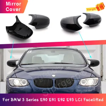 BMW 3. sērijas E90 E91 E92 E93 LCI Facelifted Oglekļa Šķiedras raksts & Black Sānu Ārējie Spoguļi Vāks Vāciņš Atpakaļskata Spoguļa Korpusa
