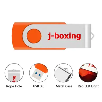 J-boksa Orange USB 3.0 Flash Drive 16GB Metāla Rotējošo Flash Memory Stick Pildspalva Diskus 32GB 64GB Flash Stick Datoru Tabletes Mac