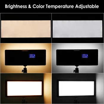 Neewer 2 Iepakojumi Super Slim LED Video Gaisma ar vieglu Stāvēt Fotogrāfija Apgaismojuma Komplekts, 3200K-5600K Bi-Color Aptumšojami LED Panelis