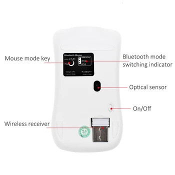 CHYI Bluetooth 5.0/3.0 + 2.4 G Bezvadu Klusums Trīs Režīmā Peli, Uzlādējams 1600 DPI Ultra Plānas Optiskā Datoru Pele Tablet
