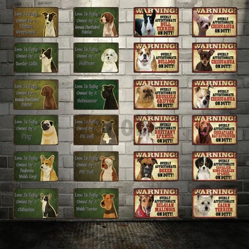 Mājdzīvnieki Suns Skārda Zīme Pit Bull Suņa Kucēns Chihuahua Bokseris Retro Metāla Zīmju Skārda Plakātu, Bārs Kluba Mājas Dekoru, Sienas Mākslas Dzelzs Krāsošana