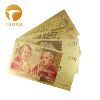AK angļu Zelta Banknošu Uzstādīt 5.10.20. 50 Mārciņa Britu Banka Atzīmē 24K Zelta Pārklājumu