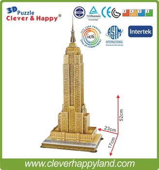 Karstā pārdošanas augstums kvalitātes 3d puzzle diy rotaļlietas pieaugušajiem vairumtirdzniecības Empire State Building