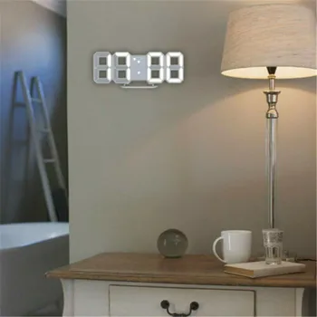 3D LED Sienas Pulkstenis Mūsdienu Digitālo Modinātājpulksteņi Displeja Mājas Virtuvi, Biroja Galda, Rakstāmgalda, Nakts Sienas Skatīties 24 Vai 12 Stundu Displejs