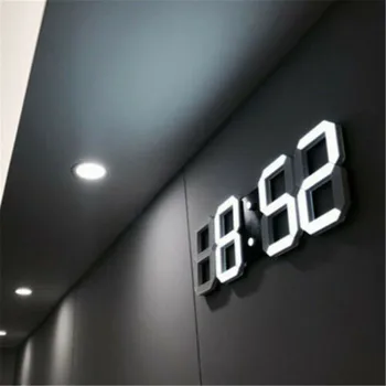 3D LED Sienas Pulkstenis Mūsdienu Digitālo Modinātājpulksteņi Displeja Mājas Virtuvi, Biroja Galda, Rakstāmgalda, Nakts Sienas Skatīties 24 Vai 12 Stundu Displejs