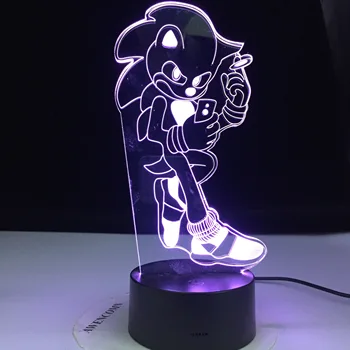 Sonic Ezis Bērniem LED Nakts Gaismas Dekori Akumulatora Nakts Lampas Bērnu Dzimšanas dienas Dāvanu Galda 3D Lampas Sonic Attēls Spēle Nightlight