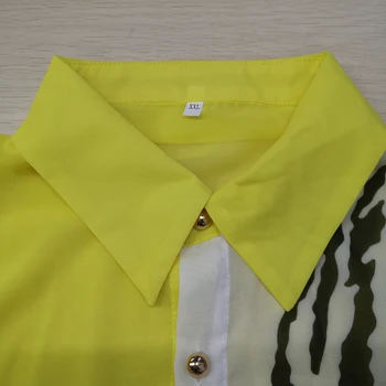 Plus Izmērs 3xl Krāsa Bloks Dzeltenā Asimetrisks ar garām Piedurknēm Blūze, Krekls Sievietēm Afircan Biroja Dāmas Gadījuma 2020. Gada Rudenī, Rudenī, Topi