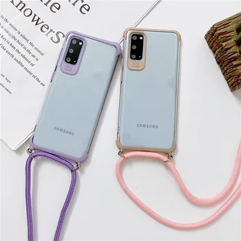 Siksna Vadu Ķēde, Kaklarota, Siksniņa Telefonu Gadījumā Samsung Galaxy Note 20 S20 Ultra S10 Plus A51 A71 A20E Pakārt Caurspīdīgu Vāciņu