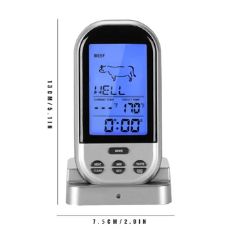 Gaļas Termometru Bluetooth LCD Ciparu Zondes Tālvadības Bezvadu BBQ Grils Virtuves Termometrs Mājās, Gatavošanas Rīki ar Taimeri Signalizācija