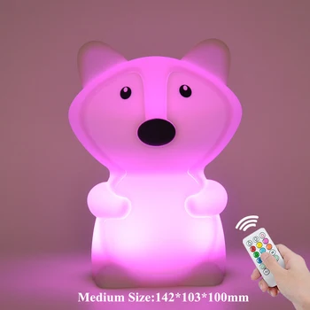 Lācis, Suns, Pērtiķis Fox LED Nakts Gaisma Touch Sensors, Tālvadības pults, Taimeris RGB USB Lādējamu Silikona Dzīvnieku Lampas Bērnu