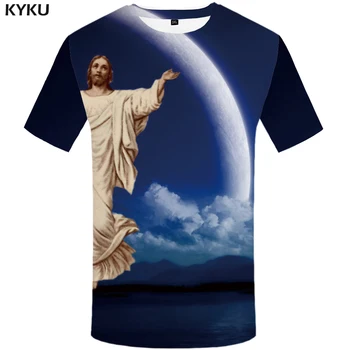 KYKU Jēzus T Krekls Vīriešiem Raksturs T Ūdenskritums, 3d Druka, T-krekls Punk Rock Drēbes Kalnu Mens Apģērbu Vasaras Ikdienas Topi