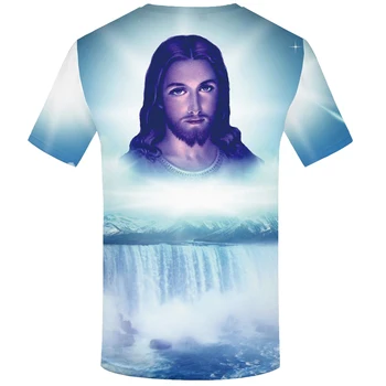 KYKU Jēzus T Krekls Vīriešiem Raksturs T Ūdenskritums, 3d Druka, T-krekls Punk Rock Drēbes Kalnu Mens Apģērbu Vasaras Ikdienas Topi