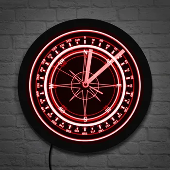 Jūras Kompass, LED Gaismas Sienas Pulkstenis Vintage Dizaina Vēju Roze Kompasa Roze Multi Krāsas Sienas Gaismas Navy Marina Jūrnieki Dāvanas