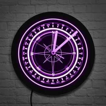 Jūras Kompass, LED Gaismas Sienas Pulkstenis Vintage Dizaina Vēju Roze Kompasa Roze Multi Krāsas Sienas Gaismas Navy Marina Jūrnieki Dāvanas