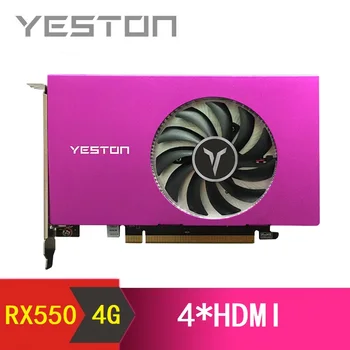 Yeston Radeon RX550 4GB GDDR5 128 bitu Atbalsta 4 ekrāniem HDR Spēļu galda datoru PC atbalsta 4K 4*HDMI Video Grafikas Kartes